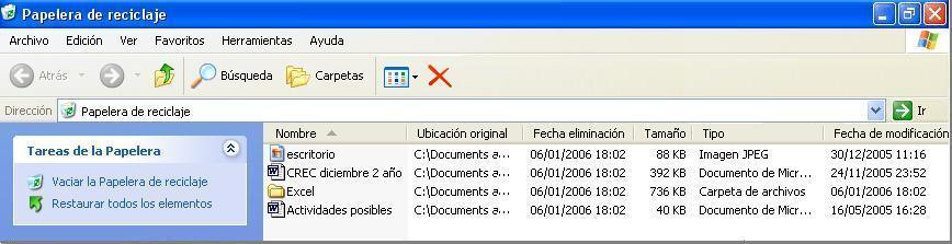 Papelera de Reciclaje Otro ícono que se encuentra en el Escritorio de Windows XP, es la Papelera de reciclaje (Figura 2.33).