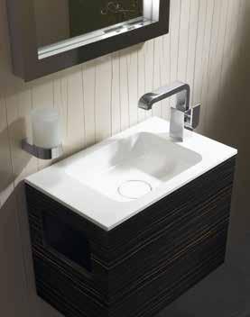 Con el formato de lavabo estrecho, poco prominente, también es posible diseñar aseos para