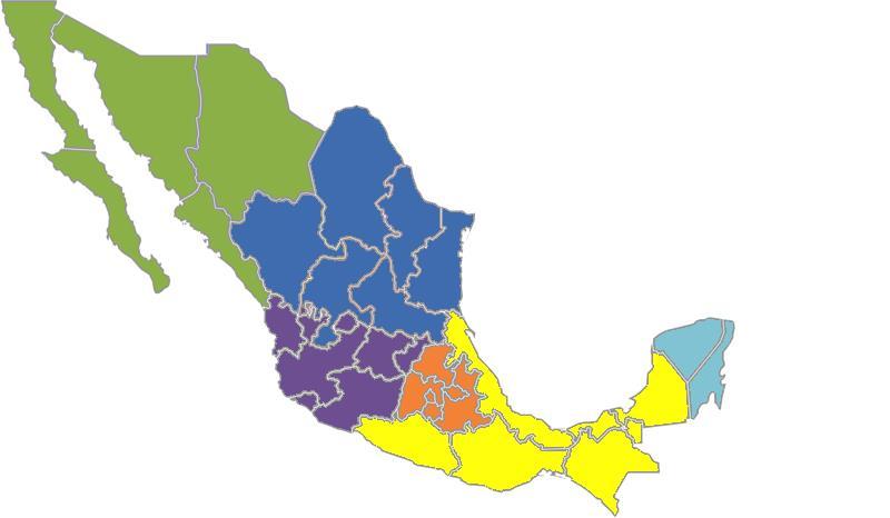 DIVISIÓN ZONAS 2 1 Baja California Baja California Sur Chihuahua Sinaloa Sonora Coahuila Durango Nuevo León San Luis Potosí Tamaulipas Zacatecas El criterio de división de zonas para la aplicación de
