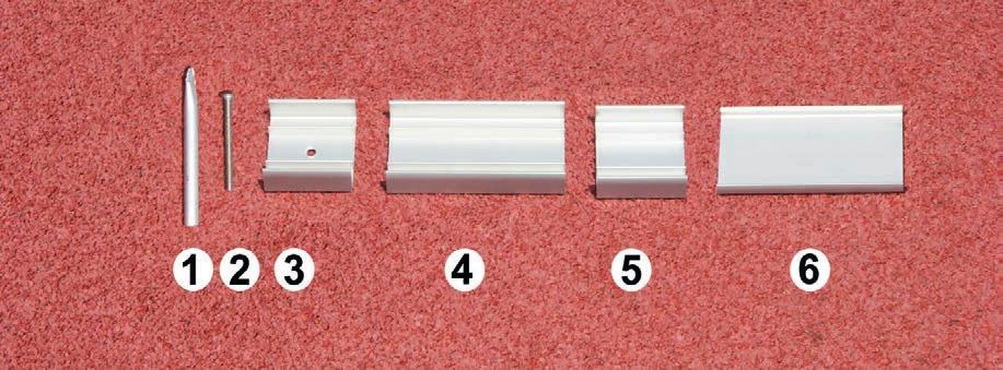 ATLETISMO Equipamiento de Atletismo Bordillo De Aluminio Bordillo de aluminio fabricado en perfíl de aluminio anodizado hecho especialmente. Es un marcador y separador móvil de la pista de atletismo.