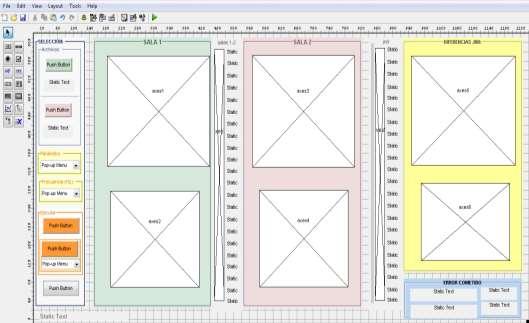 Esta es la distribución de componentes en el área de trabajo de la figura creada en GUIDE: Figura 32: Componentes de la ventana del comparador Para que tengan el mismo aspecto que el diseño final se