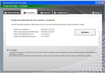 3 Actualización del antivirus Las netbooks vienen con el antivirus Microsoft Essencial instalado.