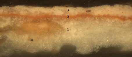 E52Q3 Manto plateado con corladura verdosa. E52Q4 Corladura rojiza-verdosa del ala izquierda. Figura III.2.1. Microfotografía obtenida al microscopio óptico con luz reflejada.