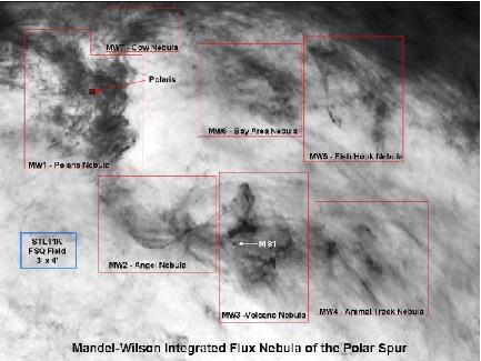 Reflexión Nebulosas de flujo integrado Mapa (negativo) del Espolón