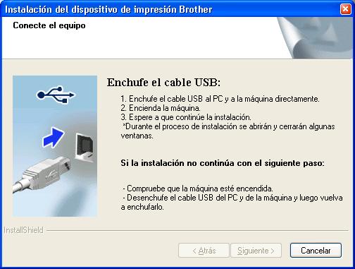 d e USB Sig ls instruiones que irán preiendo en pntll hst que prez est pntll. Conete el le USB l onetor USB que se indi on el símolo en el equipo y, ontinuión, onete el le l omputdor.