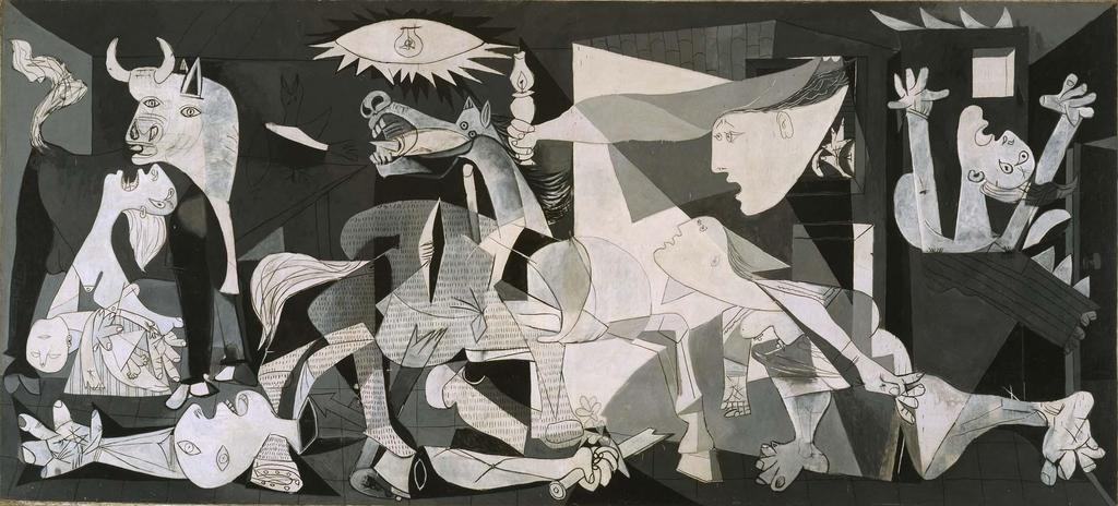 Barbarie en Blanco y Negro [Fantasía nº4 para La + G] 1 La actriz, sentada en el suelo, ilumina con su mano derecha el mundo con un farolillo Picasso pintó el Guernica en 1937 En el centro del cuadro
