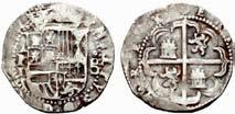 Se han encontrado unas 70 monedas de plata de 1/2, 1, 2 y 4 reales, algunas en buen estado de conservación y se han identificado cinco ensayadores distinguidos con las marcas P, M, X, C y B.