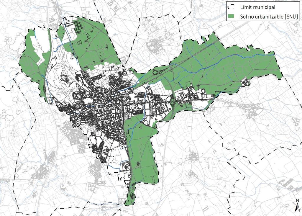 El pla general d'ordenació urbana municipal de 1983 En la següent imatge es pot observar el territori que correspon al sòl no urbanitzable actual del terme municipal de Figueres: Al sòl no