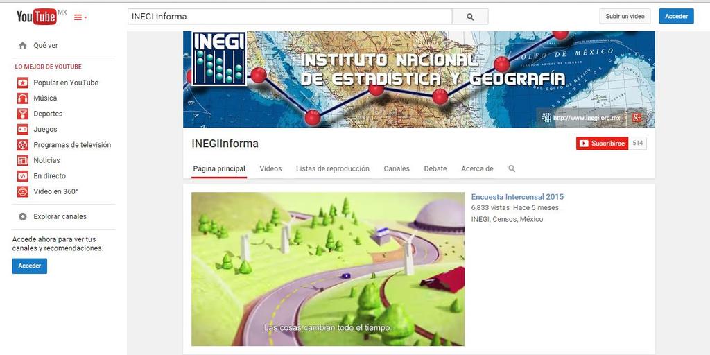 REDES SOCIALES Subir los videos tutoriales de la página de los CE al canal del INEGI en