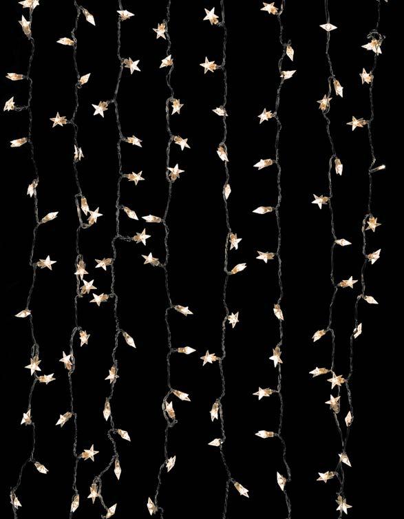 CORTINA DE LED REF. 00624 Con estrellas goma transparente cable-transp.