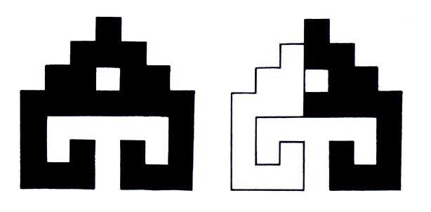 Fig. 51 y 52 : Dos imágenes emblemáticas simples con un "ojo" donde la forma incorporada del meandro se grafica en