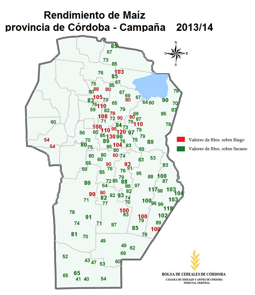 Fuente: Departamento de Información Agroeconómica. Bolsa de Cereales de Córdoba La producción de maíz de la campaña 2013/2014, fue récord para la provincia de Córdoba.