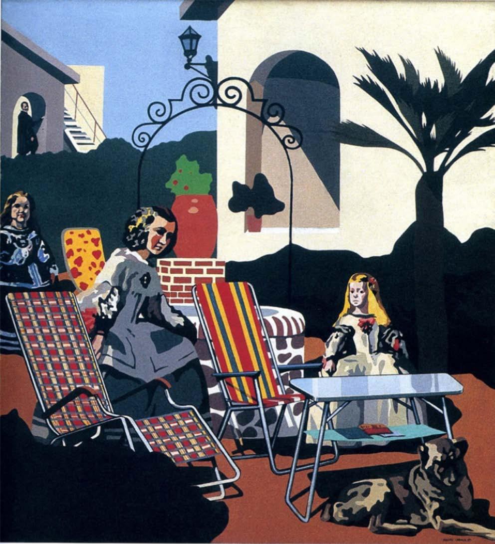 Imagen 3. Equipo Crónica (1965-1981), formado por Rafael Solbes (1940-1981) y Manuel Valdés (1942- ). Las Meninas en el chalet, 1969. Acrílico sobre tela, 100 90 cm.