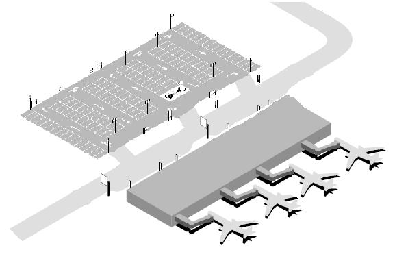 3. LOCALIZACIONES TIPO 3.1 Identificación del aeropuerto y bienvenida Señal a instalar en el vial de acceso dentro del perímetro de administración aeroportuaria. 3.1.1 Direccionales Señales a instalar en los viales principales de circulación interior del aeropuerto.
