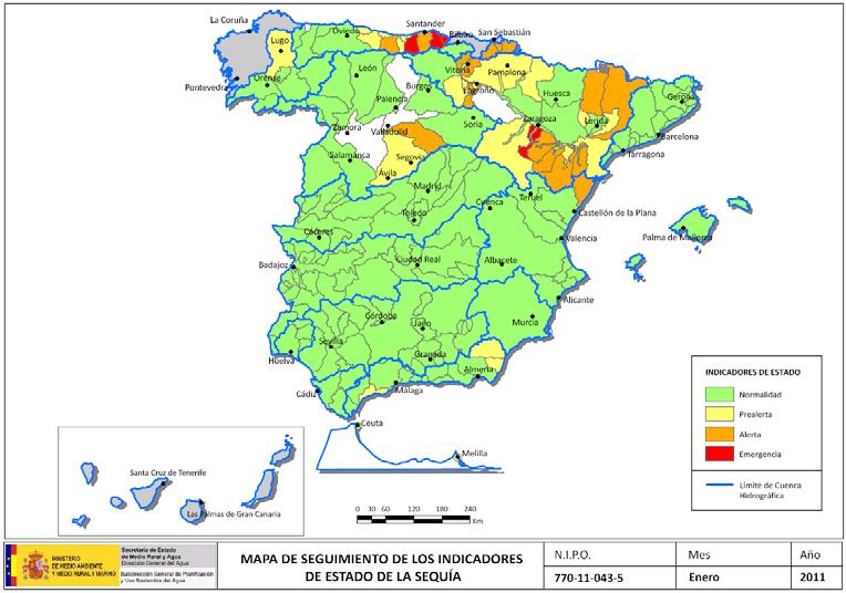 efectos producidos por la sequía en determinadas cuencas hidrográficas, que mantuvo su vigencia hasta el 30 de noviembre de 2010 y apenas se aplicó.