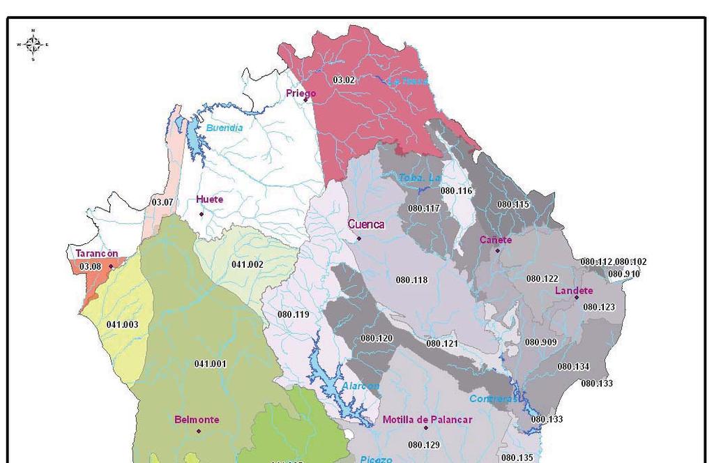 Figura 5. Masas de agua subterránea de la provincia de Cuenca Los límites de la MAS 080.