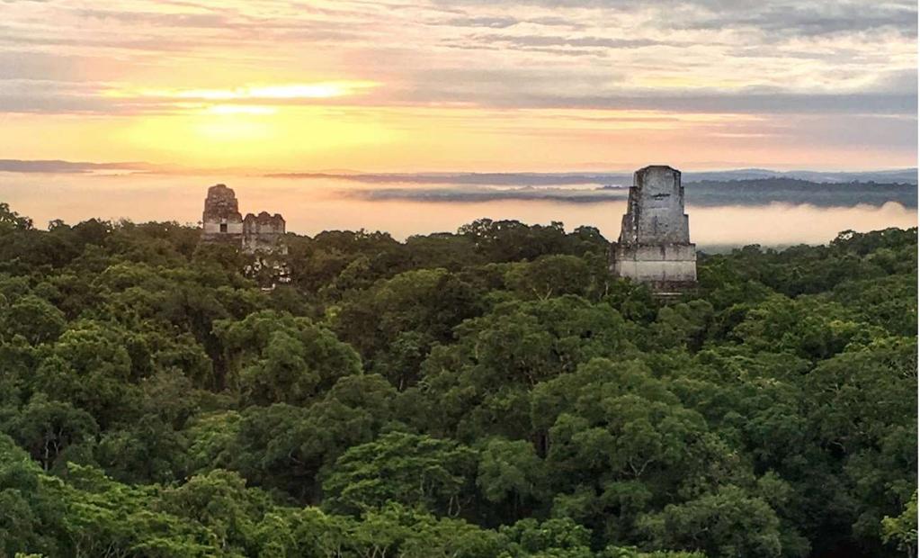 Tikal Amanecer en Grupo Pequeño (3 a 6 huéspedes) Complejo Q Templo de la Serpiente Bicéfala (IV) El Mundo Perdido Templo del Sacerdote Jaguar (III) Templo de Las Mascaras (II) La Gran Plaza