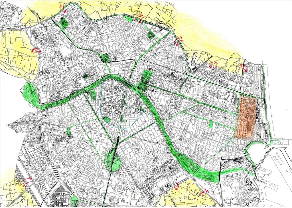 Conexión con la ciudad y potenciación del paisaje Congestión de tráfico rodado y pérdida de calidad del centro histórico Conexión de espacios públicos: red verde y peatonal Proyectos en desarrollo: