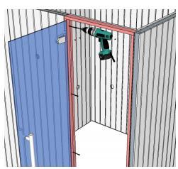 - Cuando fije al panel de la puerta el techo use tornillos de 50mm y no atornille de arriba abajo, sino de abajo hacia