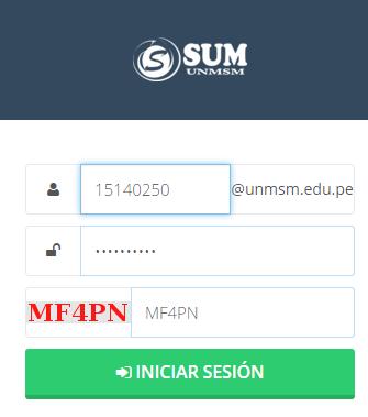 3 2. Acceder al SUM con su usuario y contraseña. Paso 1: Utilice su usuario de correo institucional de la forma 15140250@unmsm.edu.
