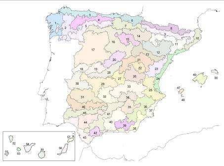En España coexisten dos sistemas de delimitación de las regiones de procedencia El método aglomerativo (17 especies) El método divisivo (39 taxones) Abies sp.