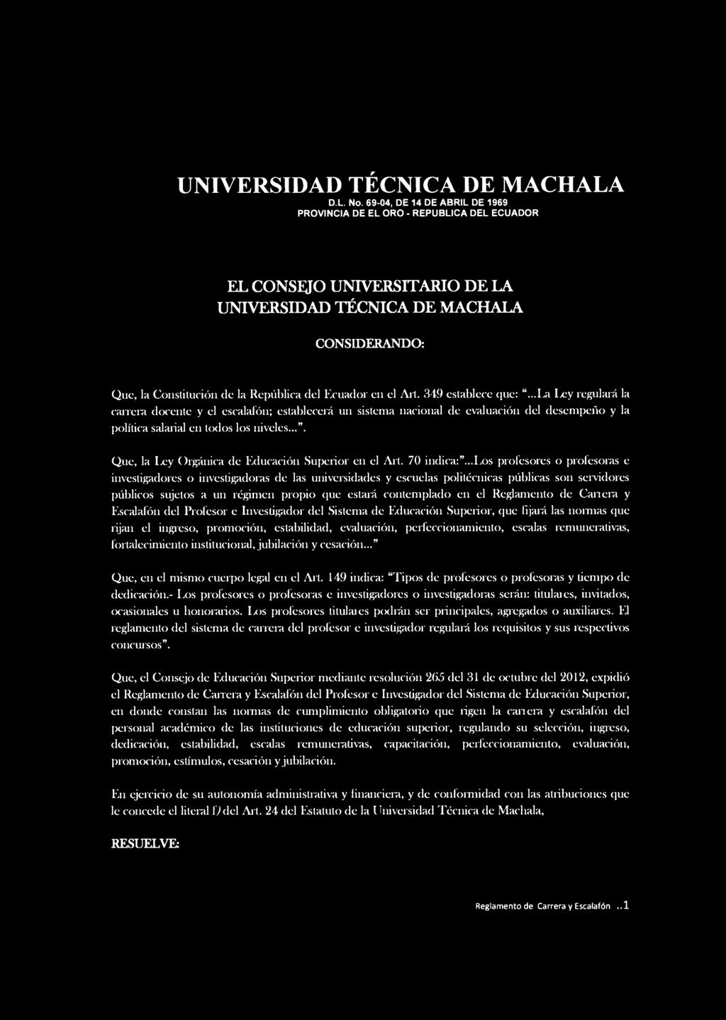 UNIVERSIDAD TÉCNICA DE MACHALA D.L. No.