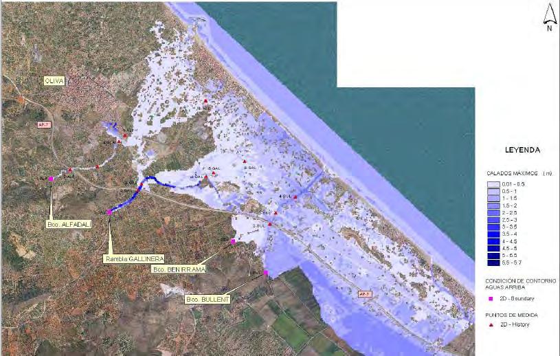 05.06 Reducción del riesgo de inundación en la comarca de la Safor: río Vaca, rambla Gallinera y cuenca media del Serpis. OLIVA N 332 AP 7 Figura 1. Situación actual en la rambla Gallinera.