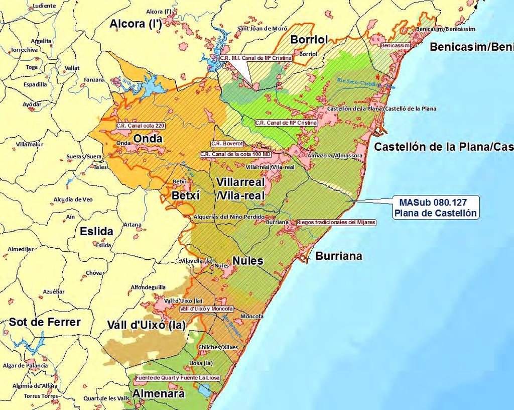 04.09 Mejora de la garantía y calidad del agua del abastecimiento urbano en la Plana de Castellón Caracterización y localización del problema La Plana de Castellón, con una superficie de 620 km 2, es