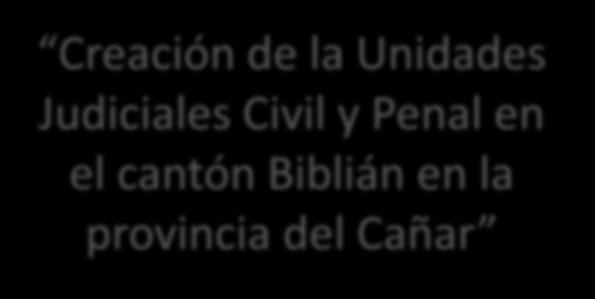 Cañar Creación de la Unidades Judiciales Civil y Penal en el cantón Biblián en