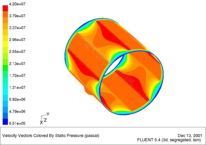 Figura 2. Resultados de las simulaciones con CFD (Distribución de la fracción volumétrica de sólidos) 3.
