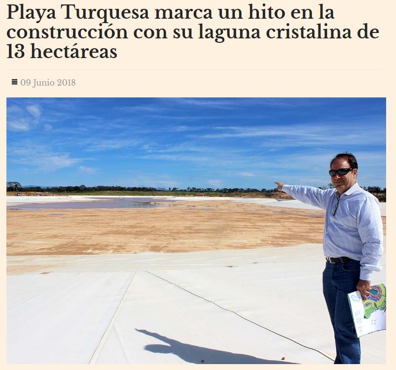 Millonarias inversiones. La segunda laguna de aguas cristalinas más grande del mundo de 13 hectáreas Playa Turquesa, finalizó la instalación de más de 130.