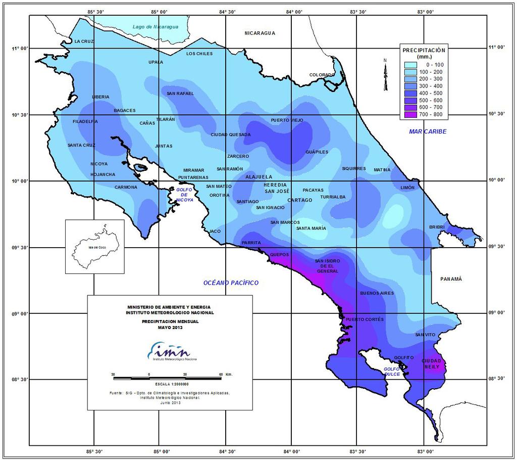 23 Información Climática Mapa de isoyetas (mm) Distribución espacial de las lluvias de mayo del 213.