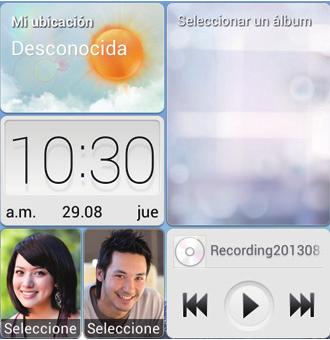 Personalización del teléfono Personalización de Me Widget La aplicación Me Widget es una combinación de widgets populares que aparece en la pantalla principal para mayor conveniencia.