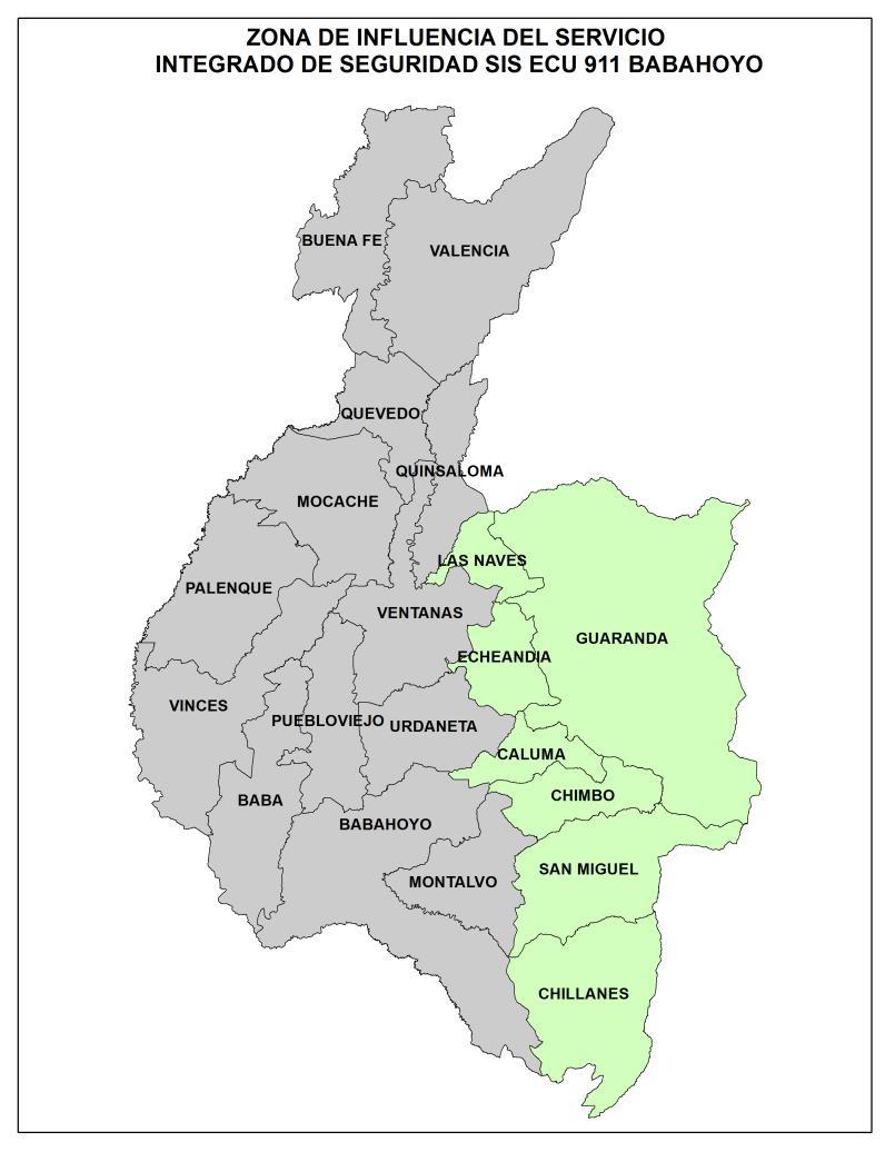 Cobertura del servicio actual El Centro Operativo Local SIS ECU 911 de Babahoyo tiene la cobertura de las Provincias de Los Ríos y Bolívar con sus cantones y parroquias Los Ríos es uno de los centros