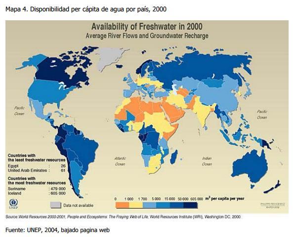Los aspectos demográficos y su concentración en algunas regiones del mundo son factores que influyen en las variaciones en la disponibilidad de los recursos hídricos.