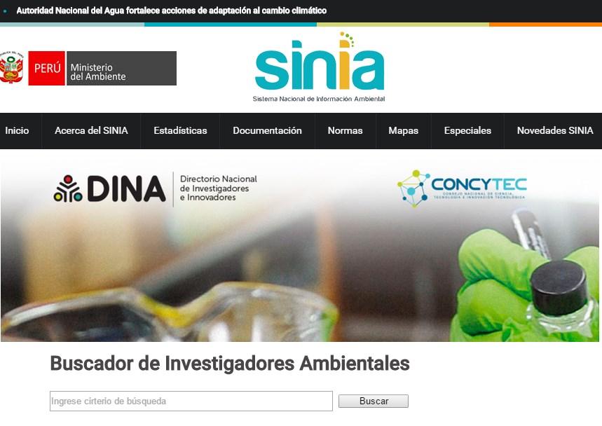 Buscador de Investigadores Ambientales http://sinia.minam.gob.