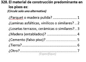 Definiciones: Material predominante: Cuando el material es mayor al 50%, ante casos de más de un material en la construcción de la infraestructura del local.