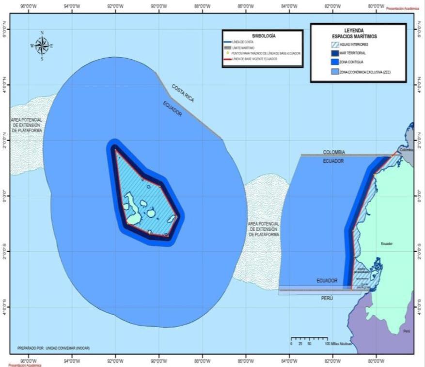 21 Figura 2.4 Espacios Marítimos del Ecuador Fuente: Plan de Seguridad Integral y Protección de los Espacios Acuáticos, Apéndice III Anexo A.