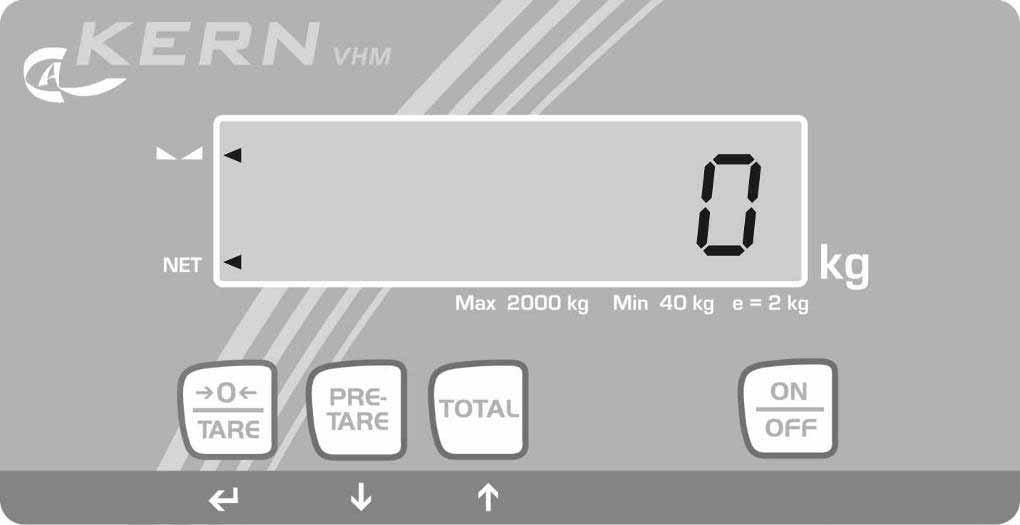 7 Panel de manejo 7.1 Descripción del display Tres indicadores en la pantalla permiten la lectura de: El sistema de pesaje (carga incluida) está estable.