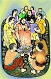 TERCER DOMINGO DE PASCUA Tema: Jesús resucitado comparte una comida con sus seguidores.