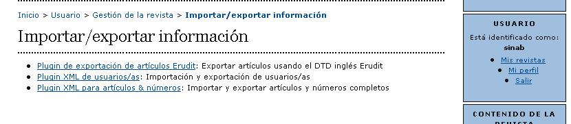 Información de artículo y número El plugin XML para artículos y números soporta la exportación e importación de artículos y números basado en DTD (Definición de Tipo de Documento) native.dtd.