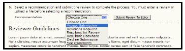 Paso 6: Seleccione una recomendación y envíe la revisión para completar el proceso.