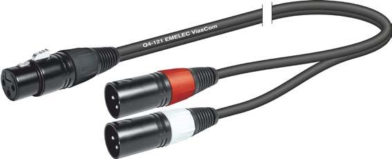 Audio Profesional Emelec VíasCom EQ6324 - XLR H / 2 XLR M EQ632422S 0,2 m Composición Cable Q4-121 Emelec VíasCom Conductores: 2x0,25 mm² OFC Pantalla: Espiral OFC 100% cobertura Cubierta: PVC-UL
