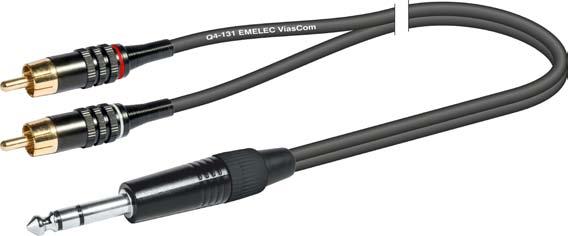 Audio Profesional Emelec VíasCom EQ6505-2 RCA M / Jack 6,3 M estéreo EQ650500S EQ650503S EQ650505S EQ650510S 1,0 m 3,0 m 5,0 m 10,0 m Composición Cable Q4-131 Emelec VíasCom Conductores: 2x0,14 mm²