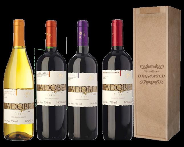 Chardonnay Vino Orgánico en caja de MDF 32 cm x 8 cm x 8 cm ITEM GRM1006 Set Vino Orgánico Cabernet