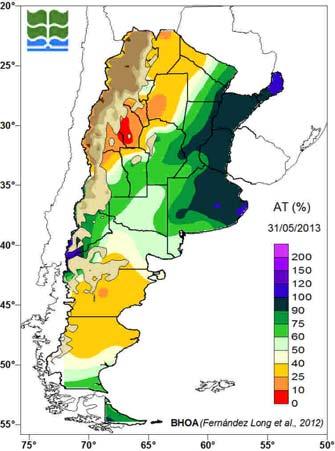 Balance de humedad en el suelo al 31 de mayo de 2013 L a Cátedra de Climatología y Fenología Agrícolas de la Universidad de Buenos Aires realiza diariamente el cálculo del balance de agua en el suelo