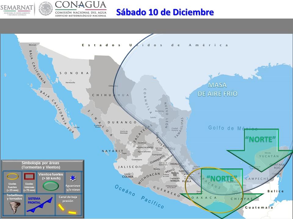 Estado de México y Tlaxcala. Domingo 11 de diciembre: Lluvias con intervalos de chubascos (5.
