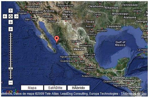 0 localizado en el Golfo de California, a 80 km al suroeste de los Mochis, Sinaloa. El sismo, ocurrido a las 06:00:00 hora local. Las coordenadas del epicentro son 25.2 latitud N y -109.