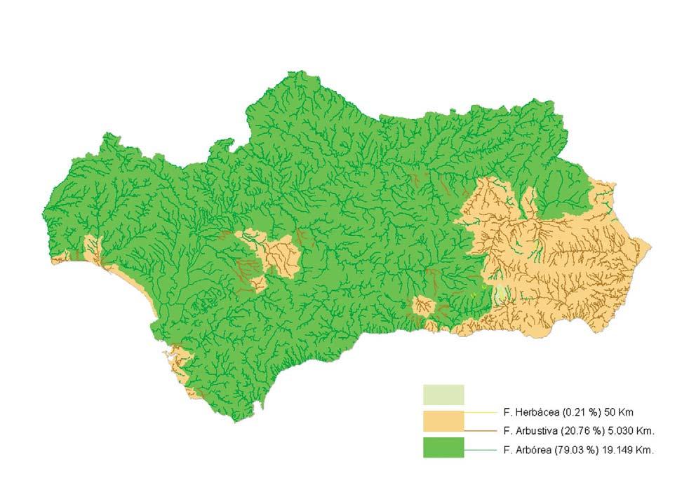 Figura 2.7. Zonificación de las formaciones vegetales F. Herbácea (0,21%) 50 Km F.