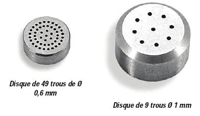 Boquillas de filtración Filtro de punta Disco de 49 agujeros de diámetro 0,6 mm Disco de 9 agujeros de diámetro 1 mm Sistema sencillo y eficaz que ayuda a
